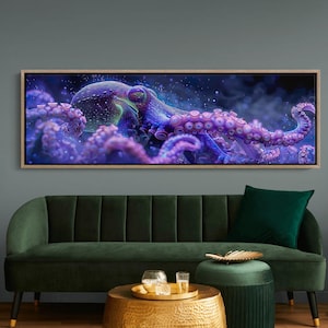 Luminescent Octopus Canvas Wall Art Print, Wrapped Canvas Art, Animal Canvas, Octopus Wall Art, Ready To Hang, Contemporary, Trendy, Modern