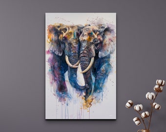 水彩画　(象) エリック・スウィートによる水彩画「象の絵画」アートプリント - Etsy 日本