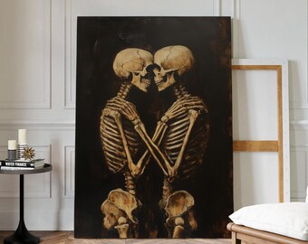 スケルトン ラバーズ、6 x 9 インチ、アート プリント、ナット