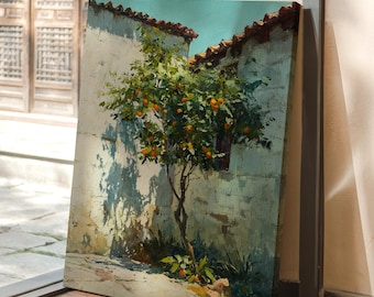 Orange Tree in Sunlit Courtyard