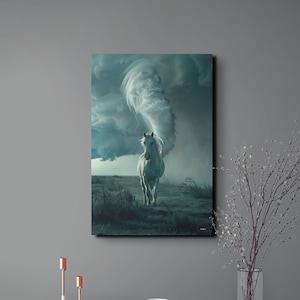 White Horse Canvas Wall Art Print, Nature Wall Decor, Extra large Wall Art, Ready To Hang, Portrait Canvas, Animal Decor, Horse Lover Decor