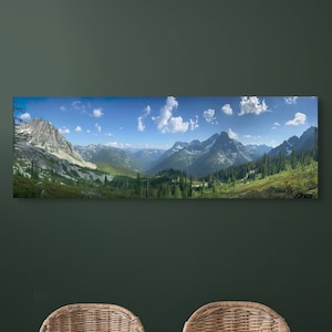 North Cascades National Park Leinwand Kunstdruck, Panorama-Wanddekor, Wohnzimmer, fertig zum Aufhängen, Bergdekor