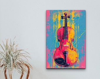 Pop Art Violin Canvas Wall Art