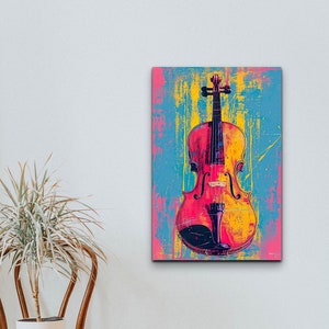 Pop Art Violin Canvas Wall Art