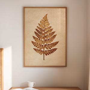 Vintage Botanical Fern Print – Antique Pressed Leaf Wall Art on Aged Paper, Rustic Nature Decor for Farmhouse or Cottagecore Home Style