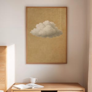 Stampa su tela minimalista con nuvole beige / Stampa su tela con cielo neutro e delicato / Decorazione estetica calma per soggiorno moderno, camera da letto o ufficio