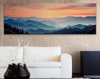 Panoramic Montana Big Sky Skyline, Montana Artwork, Mountain Art, Panoramic Art, Panoramic Scenery Canvas Wall Art