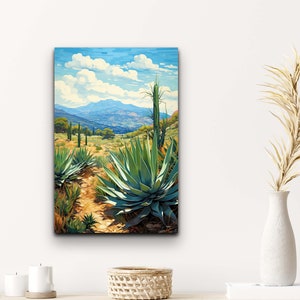 A Bunch of Agave In The Desert In Watercolor Style Wall Art Canvas