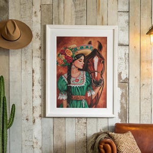 Mexican Cowgirl with Horse and Roses