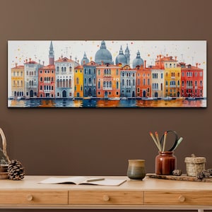 Colorful Venice Italy Landmark Boat River Oil Painting Watercolor Wall Art Calming Canvas Poster Print Home/Office Room Decor Gifts