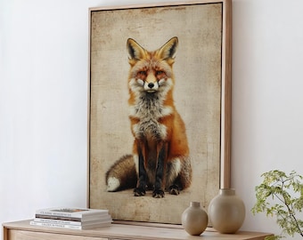 Toile Encadrée Renard Aquarelle – Décoration Murale Bois Sauvage, Prête à Accrocher, Plusieurs Tailles
