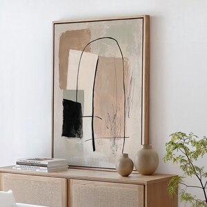 Neutral Abstract Canvas Art - Minimalist Modern Wall Decor With Beige ...