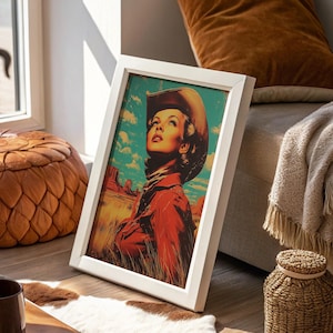 Vintage Cowgirl Portrait in Desert Landscape