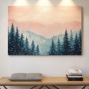 Winter Wonderland Snowy Forest Art | Peaceful Mountain Landscape Painting