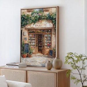 Charming Vintage Bookstore Canvas Wall Art - Rustic Watercolor Bookshop Print, Cozy Literary Decor, Book Lover Gift, Reading Nook