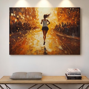 Marathon Runner Wall Art, Inspirational Running Print, Abstract Sports Painting, Athlete Motivation Poster, Fitness Decor for Gym