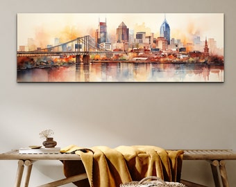 Arte mural panorámico del horizonte de Nashville