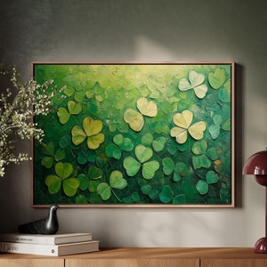 Vibrant Clover Meadow Canvas Wall Art - Lush Green Hangable Nature-Inspired Decor for a Refreshing Home Atmosphere