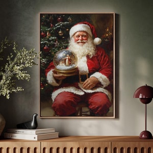 Shine-Home Santa Claus Wall Art For Living Room/Bedroom, Christmas Day Snowy Xmas Tree Snowflake Canvas Bathroom Decor Wall Art Kitchen