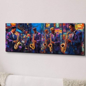 The Original Moody New Orleans Jazz Band, Ready To Hang Panoramic Canvas Wall Art Print, Large Canvas Wall Art
