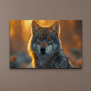 Wolf canvas wall art Print, Rustic home decor Unique wall art Wolf Animal print Man cave decor  Housewarming gift