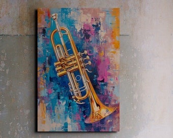 Arte pop de la pared de la lona de la trompeta del arte