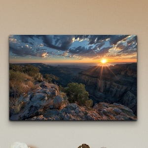 Arizona Sunrise Grand Canyon Canvas Wall Art, Nature Decorations, Sunset Canvas Painting, Southwest Landscape, Ready to Hang