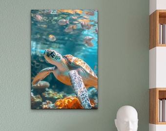 Watercolor Sea Turtle Canvas Wall Art