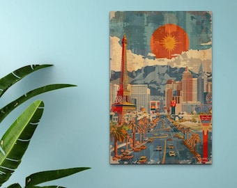 Las Vegas Strip Mid Century Modern Canvas Wall Art