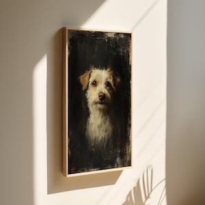 Terrier Dog Canvas Art, Vintage Oil Painting Style, Rustic Pet Portrait, Farmhouse Wall Decor, Dog Lover Gift