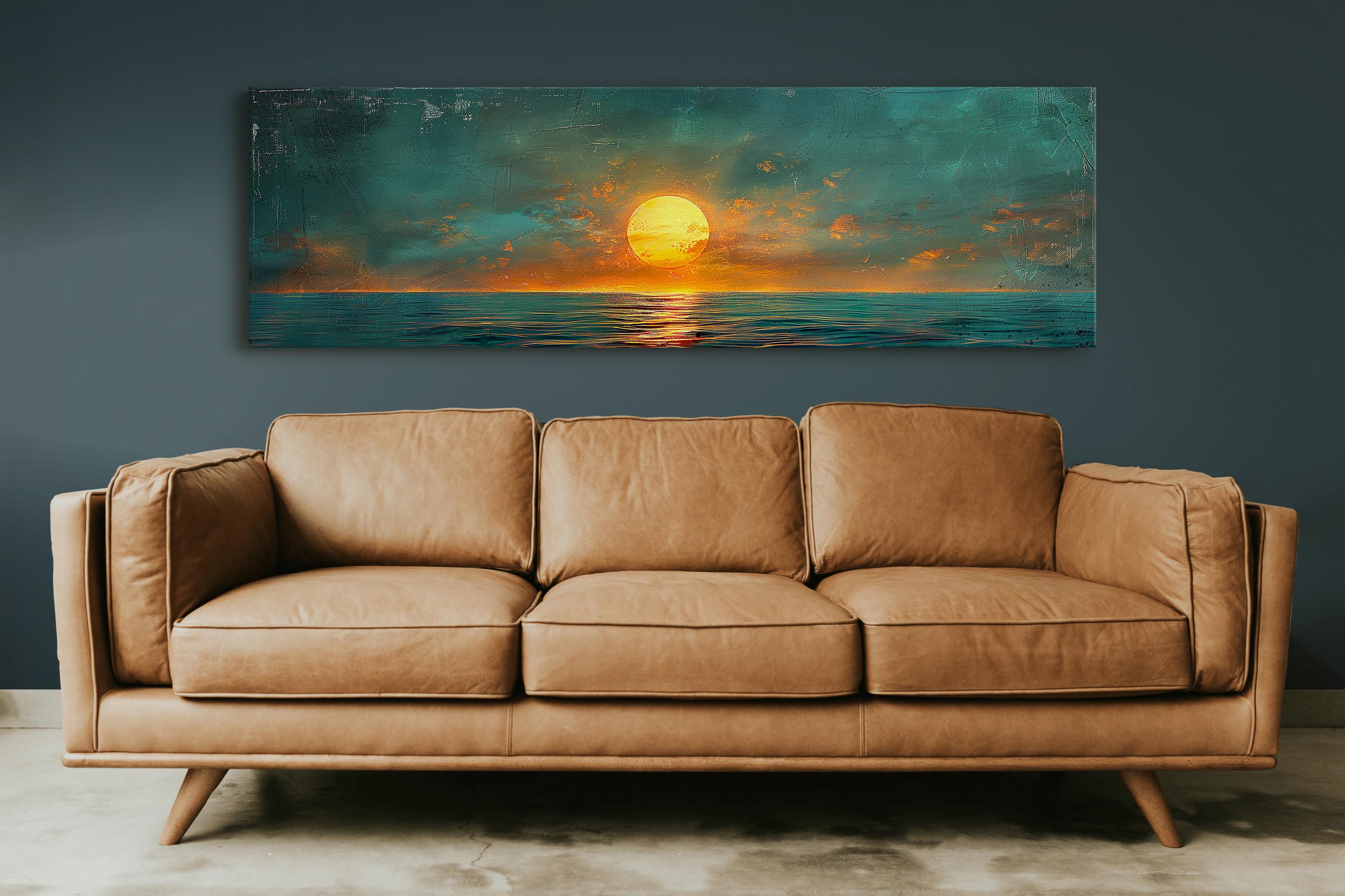 Panoramic Mid Century Modern Sunset Canvas Wall Art Print - Etsy