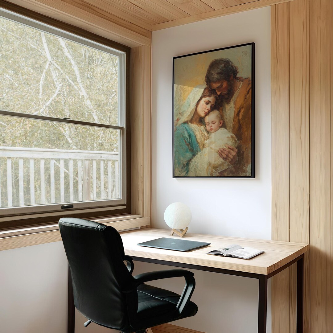 Holy Family Canvas Wall Art | Mary Joseph and Baby Jesus Painting ...