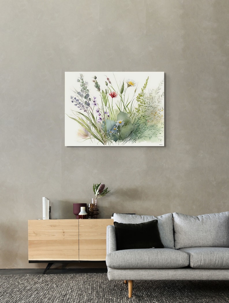 Wild Flowers Canvas Wall Art, Watercolor Flowers Home Décor, Farmhouse ...