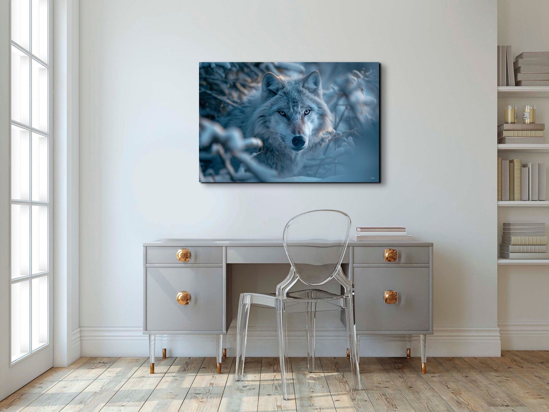 White Wolf Canvas Wall Art Print, Wolf in the Snow, Animal Art, Nature ...