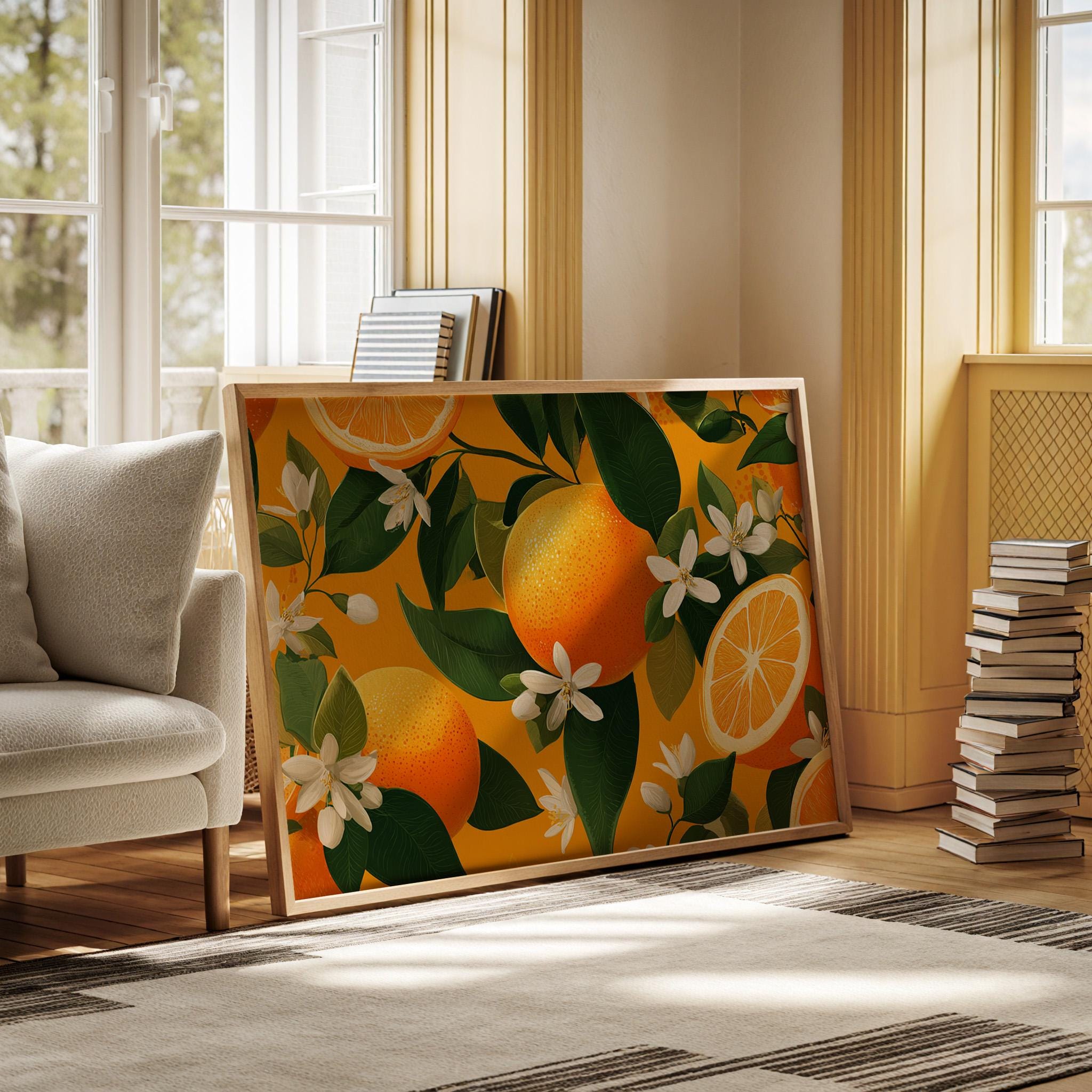 Citrus Orange Blossom Canvas Wall Art | Vibrant Fruit and Floral
