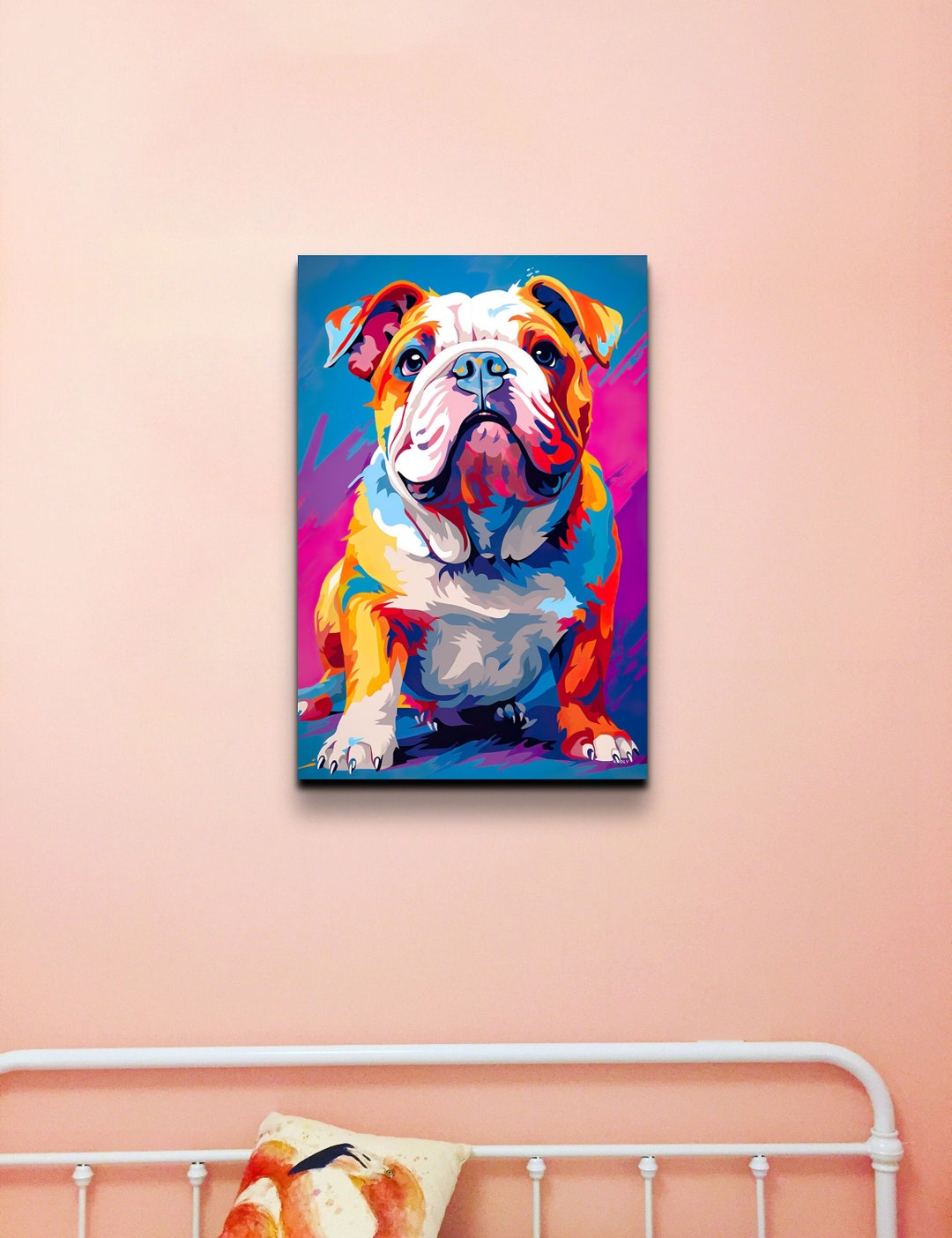 American Bulldog Canvas Wall Art, Bulldog Art, Abstract English Bull