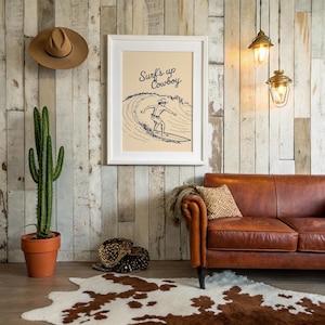 Surf’s Up Cowboy Funny Western Surf Art