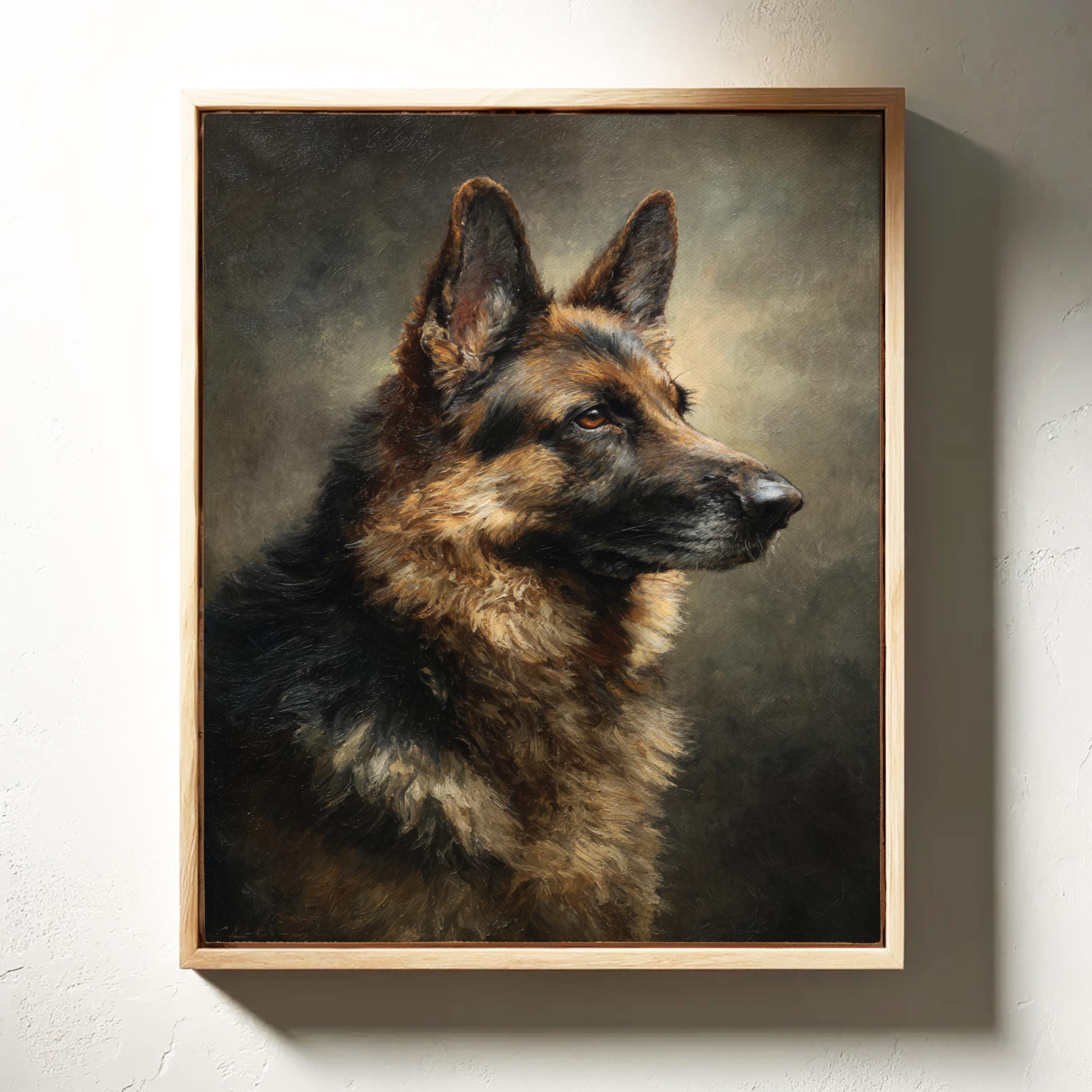 シェパード犬の油彩画 PET174】ジャーマンシェパード 犬アート 水彩 いぬの絵 カッコイイ犬