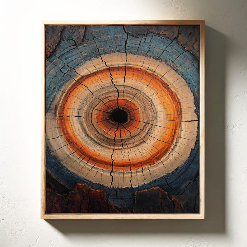 Tree Ring Abstract Canvas Wall Art, Rustic Earth Tone Wood Texture ...