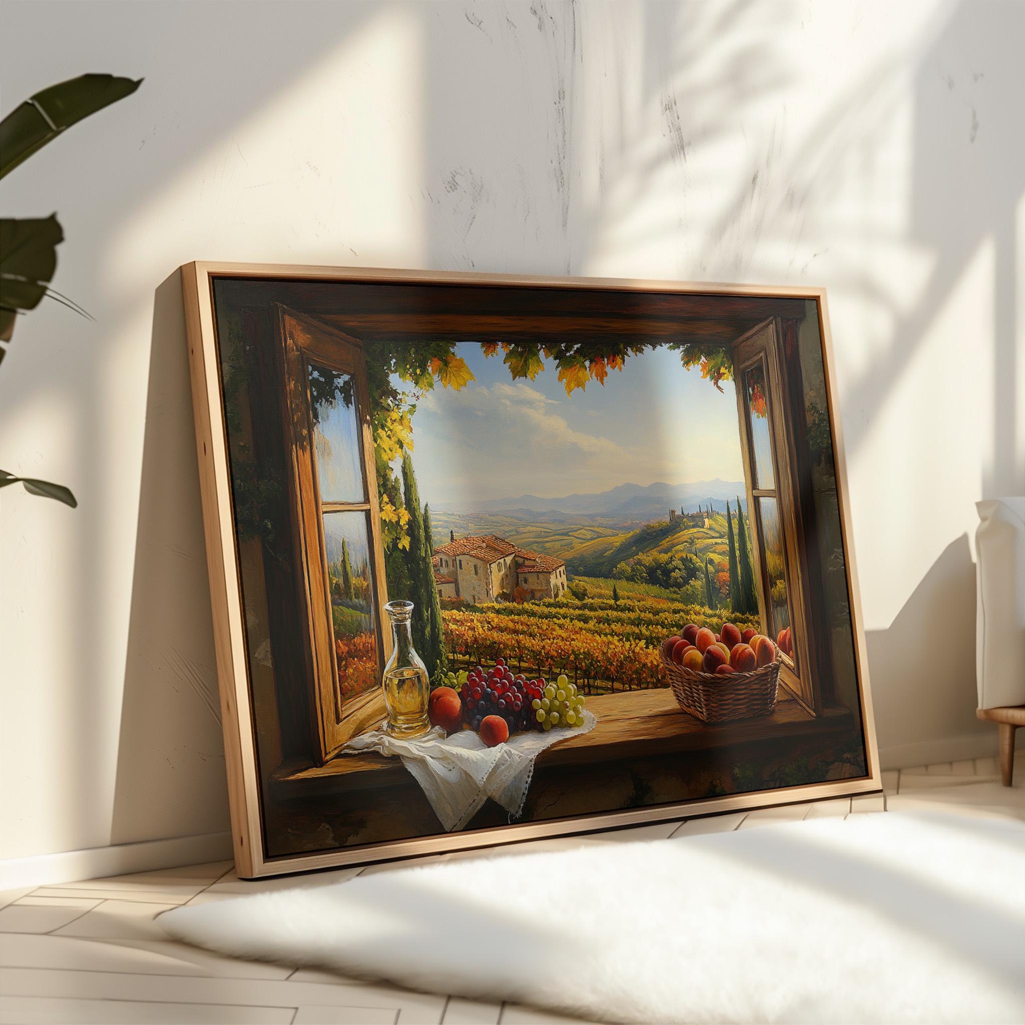 Tuscan Window Rvt Tuscany Window View Wall Art | Italian Countryside Vineyard Landscape ...