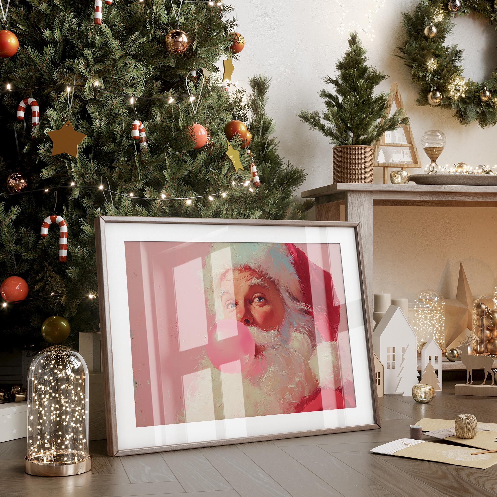 バブルガムを吹くポップアートサンタ - Etsy 日本