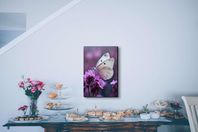 Flowers and Moths Painting Canvas Wall Art Print Canvas Print Botanical