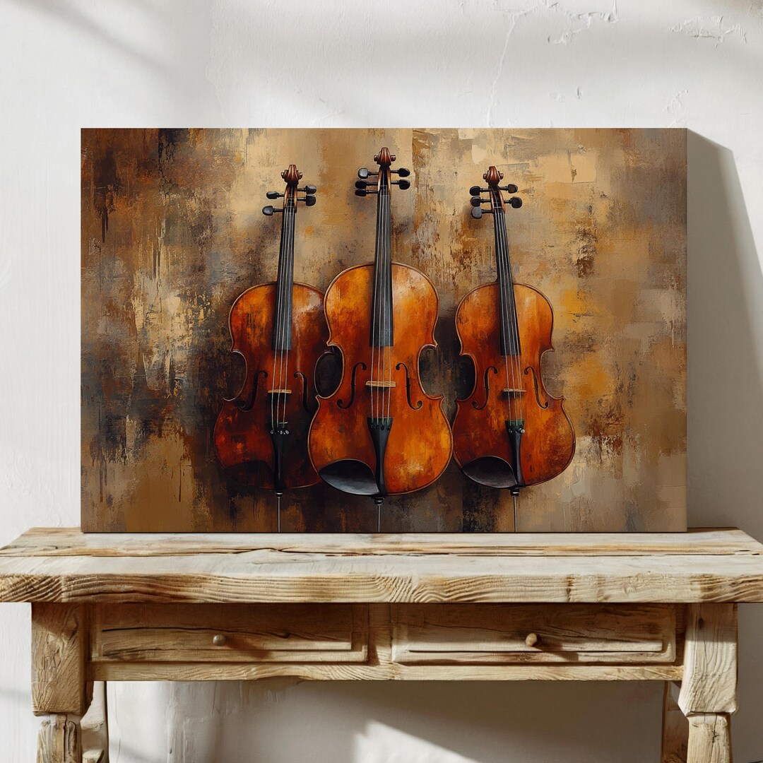 Vintage Violin Canvas Wall Art, Classical Music Decor, Rustic String ...