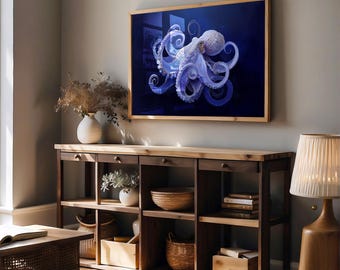 Luminous Indigo Octopus in Midnight Seas