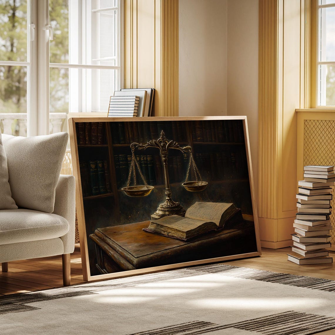 Vintage Justice Scales Canvas - Law Office Decor - Legal Books Artwork ...