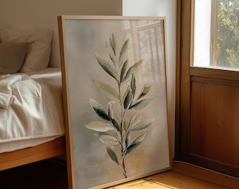 Olive Branch Painting in Soft Neutral Botanical Style