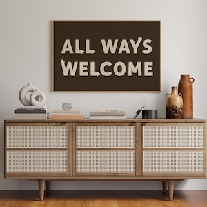 All Ways Welcome Inspirierende Typografie Leinwand - Inklusive Wandkunst für Eingangsbereich, Büro oder Klassenzimmer
