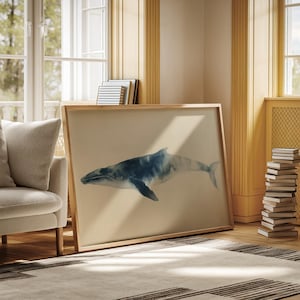 Humpback Whale Watercolor Art, Blue Whale Print, Ocean Animal Poster, Marine Life Decor, Whale Lover Gift, Coastal Home Wall Art, Sea Animal