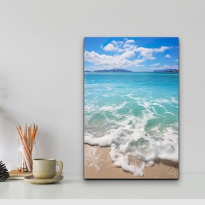 Strand Landschaft Leinwand Kunstdruck, Ocean Strand Kunstwerk Gallery Wrap auf Leinwand gespannt, fertig zum Aufhängen! Costal Art, kostenloser Versand Kooly