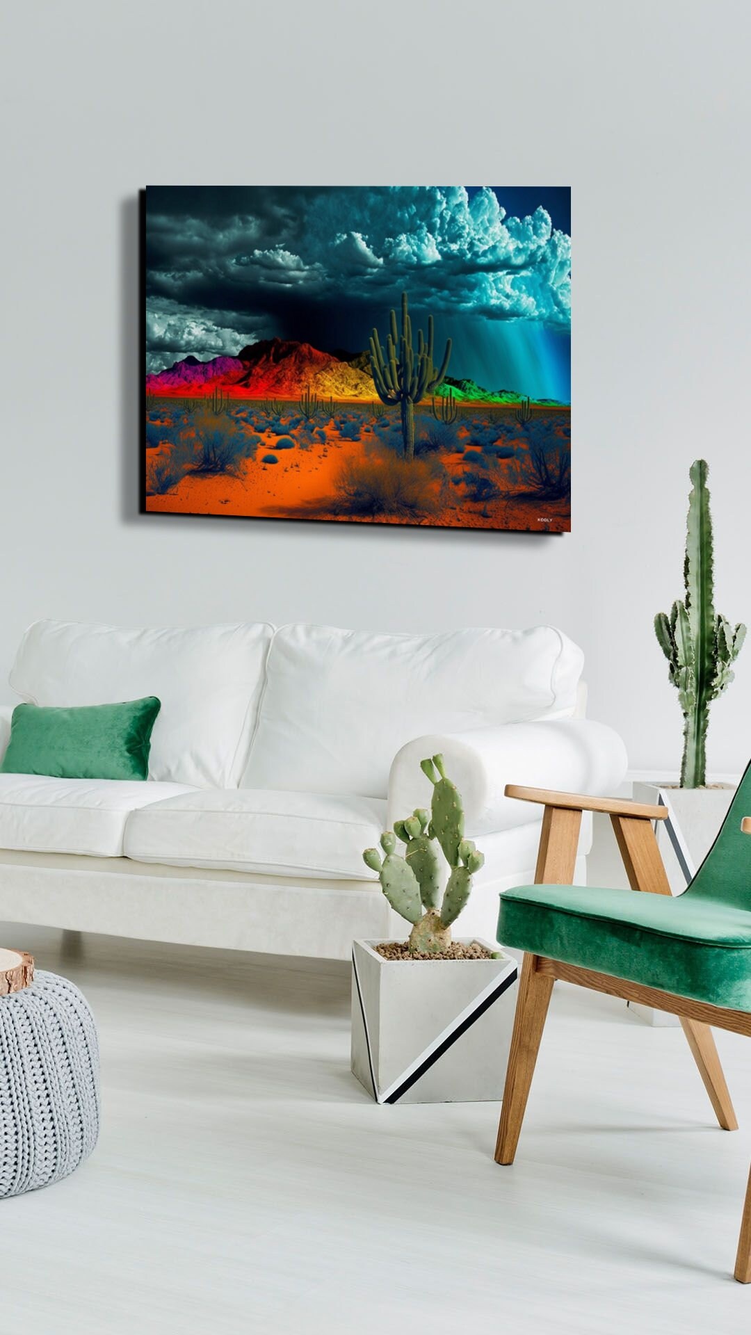 Rainbow Colored Southwest Desert Canvas Wall Art Colorful Etsy